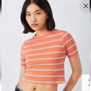 Striped Coral Women's Crop Top